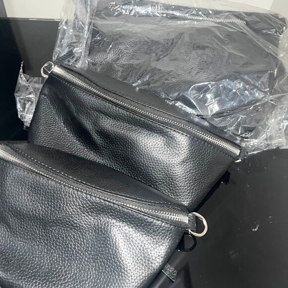 2-Piece Cow Leather Bag Set – Black Crossbody - Picture 2 of 5